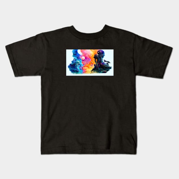 Two Worlds Kids T-Shirt by tdraw